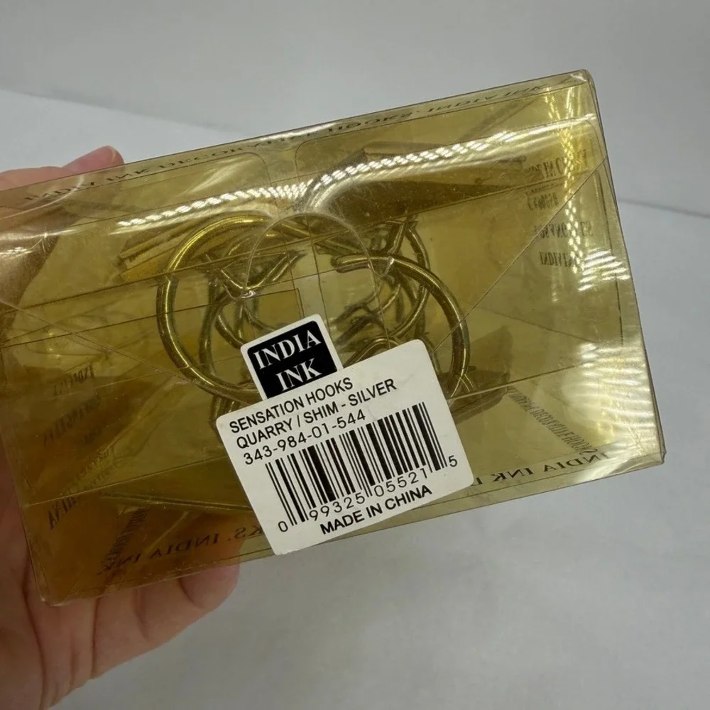India Ink Decorative Shower Curtain Hooks Square Stone Modern Sleek Bathroom Set